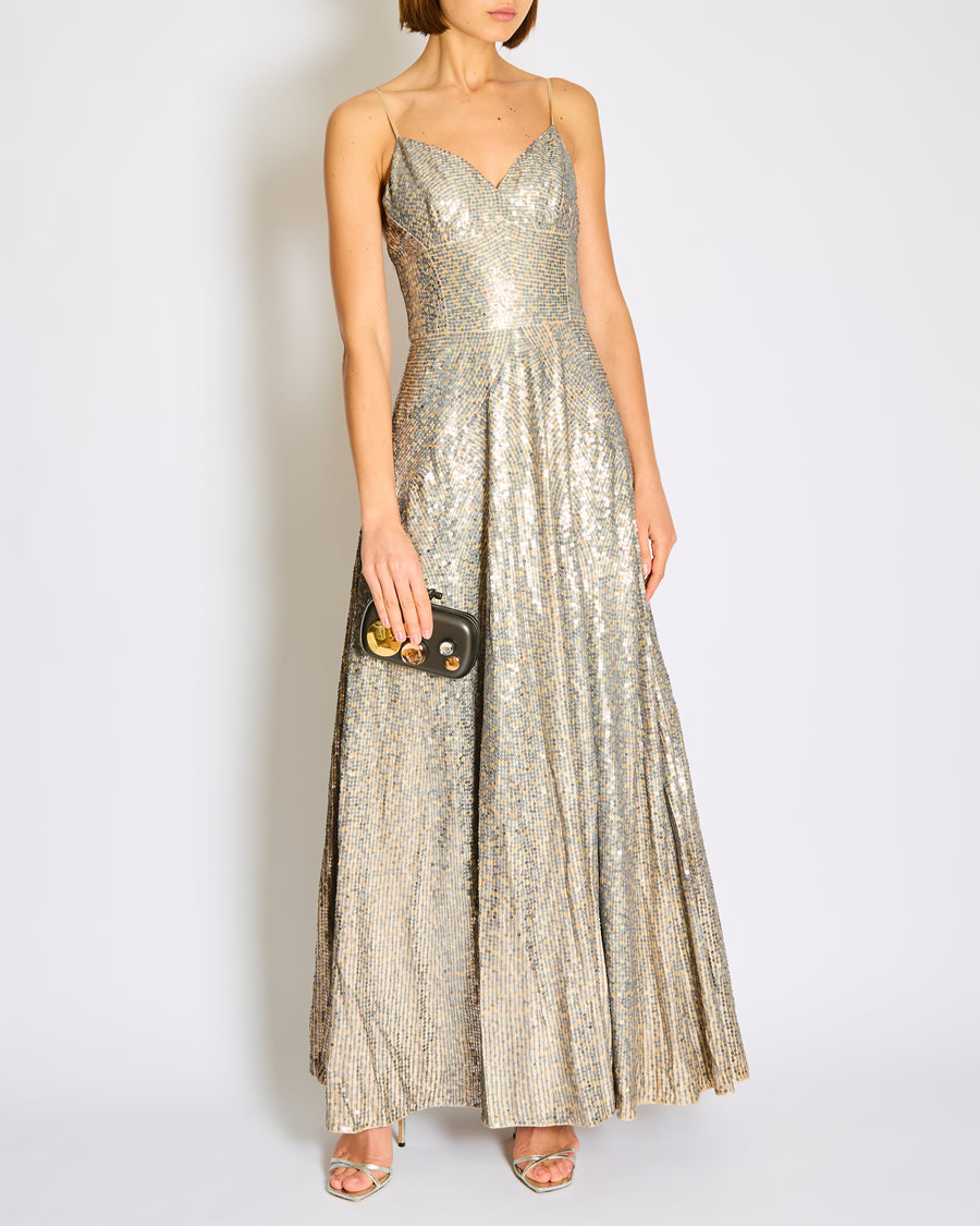 Dior Sparkle Dress Christian Dior By John Galliano Silver Sequin Strap Long Dress Dior Sparkle Dress Christian Dior By John Galliano Silver Sequin Strap Long Dress