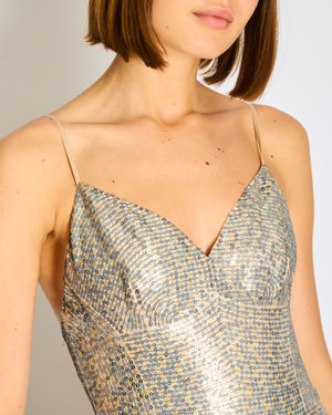 Christian Dior By John Galliano Silver Sequin Strap Long Dress Size FR 36 (UK 8) RRP £7900