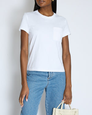 Hermes White Embroidered Pocket T Shirt Size FR 36 (UK 8)