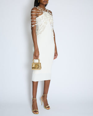 Cult Gaia Cecelia Ribbed Knit Dress with Pearl Details Size XS (UK 6)