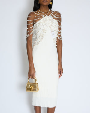 Cult Gaia Cecelia Ribbed Knit Dress with Pearl Details Size XS (UK 6)