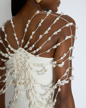 Cult Gaia Cecelia Ribbed Knit Dress with Pearl Details Size XS (UK 6)