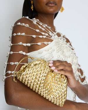 Cult Gaia Cecelia Ribbed Knit Dress with Pearl Details Size XS (UK 6)