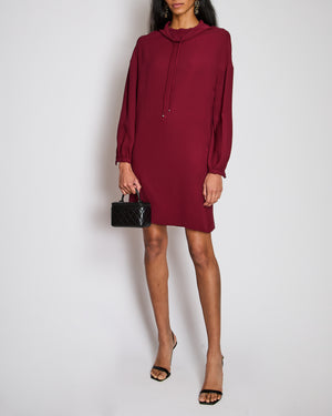 Loro Piana Burgundy Silk Drawstring Tunic Dress
