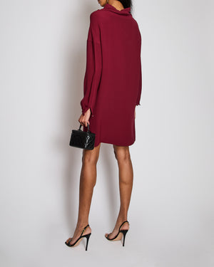 Loro Piana Burgundy Silk Drawstring Tunic Dress