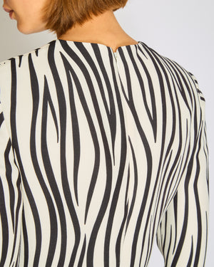 Valentino Black, Cream Long Sleeve Zebra Print Playsuit Size IT 40 (UK 8)