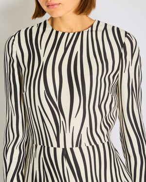 Valentino Black, Cream Long Sleeve Zebra Print Playsuit Size IT 40 (UK 8)
