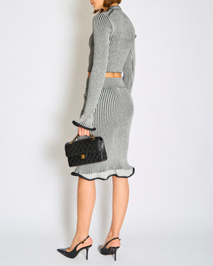 Louis Vuitton Grey Knitted Trumpet Cardigan Jacket with Matching Skirt Set Size XS (UK 6)