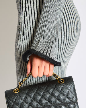 Louis Vuitton Grey Knitted Trumpet Cardigan Jacket with Matching Skirt Set Size XS (UK 6)
