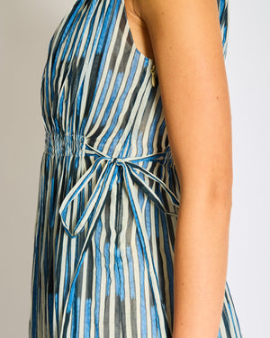 Christian Dior Blue, White Printed Palms Sleeveless Maxi Dress Size FR 34 (UK 6)