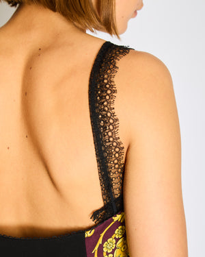 Versace Black Yellow Pink and Red Lace Crop Top Size IT 44 (UK 12)