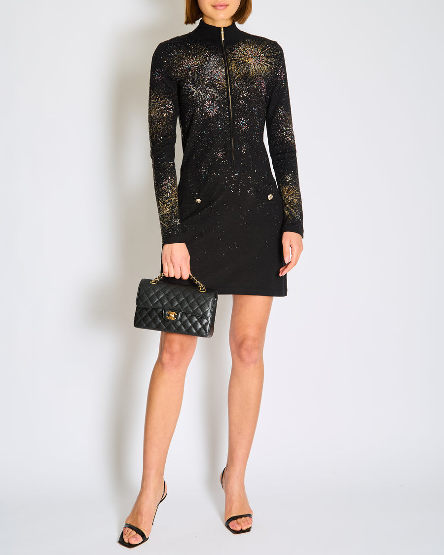 Chanel AW/26 Black Fireworks Embellished Long Sleeve Dress with Zipper –  Sellier