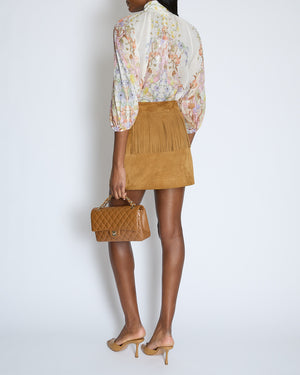 Saint Laurent Brown Suede Fringe Tassel Mini Skirt Size FR 36 (UK 8)