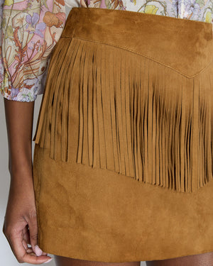 Saint Laurent Brown Suede Fringe Tassel Mini Skirt Size FR 36 (UK 8)