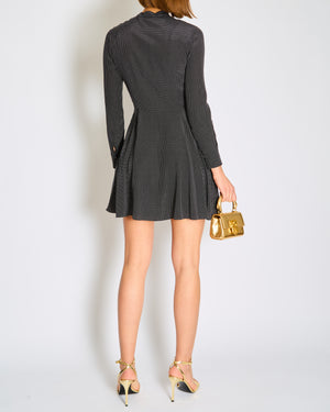 Saint Laurent Black V-Neck Polkadot Long Sleeve Pocket Dress Size FR 36 (UK 8)