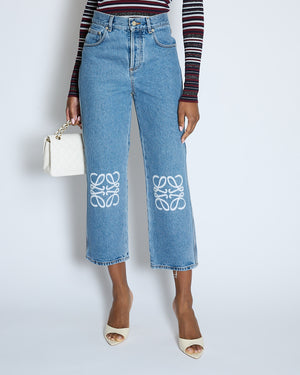 Loewe Blue Stone Wash Anagram Straight Leg Jeans Size FR 38 (UK 10)