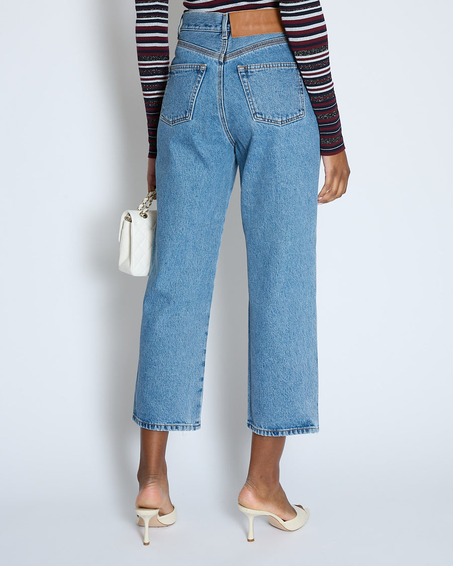 Loewe Blue Stone Wash Anagram Straight Leg Jeans Size FR 38 (UK 10)