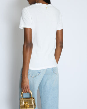 Christian Dior White Astrology Embroidered Logo T-Shirt Size M (UK 10)