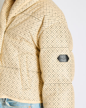 Louis Vuitton Cream Micro Monogram Cropped  Leather Puffer Jacket FR 36 (UK 8)