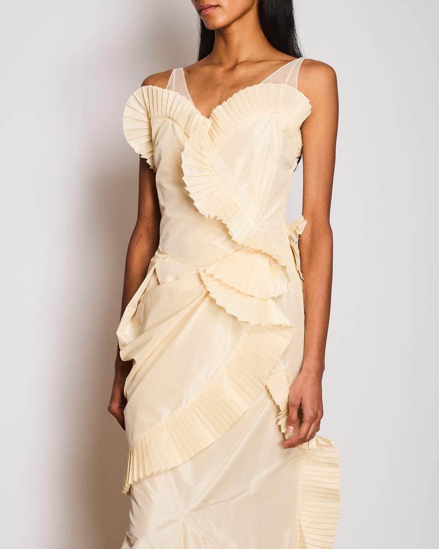 *VERY RARE* Christian Dior by John Galliano Fall 2006 Ivory Ruffle Runway Maxi Dress Size FR 38 (UK 10)