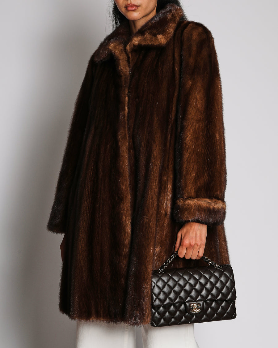 Alexandre Brown Mink Fur Coat Size UK 8/10