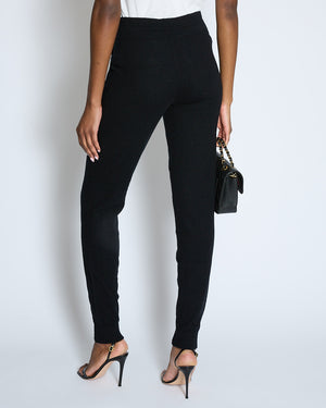 Chanel Black Wool Tracksuit Bottoms with Logo Eyelet Detail Size FR 36 (UK 8)