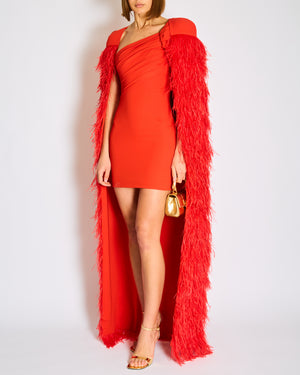 Tom Ford Coral Ostrich Feather Cape Size IT 36 (UK 4)