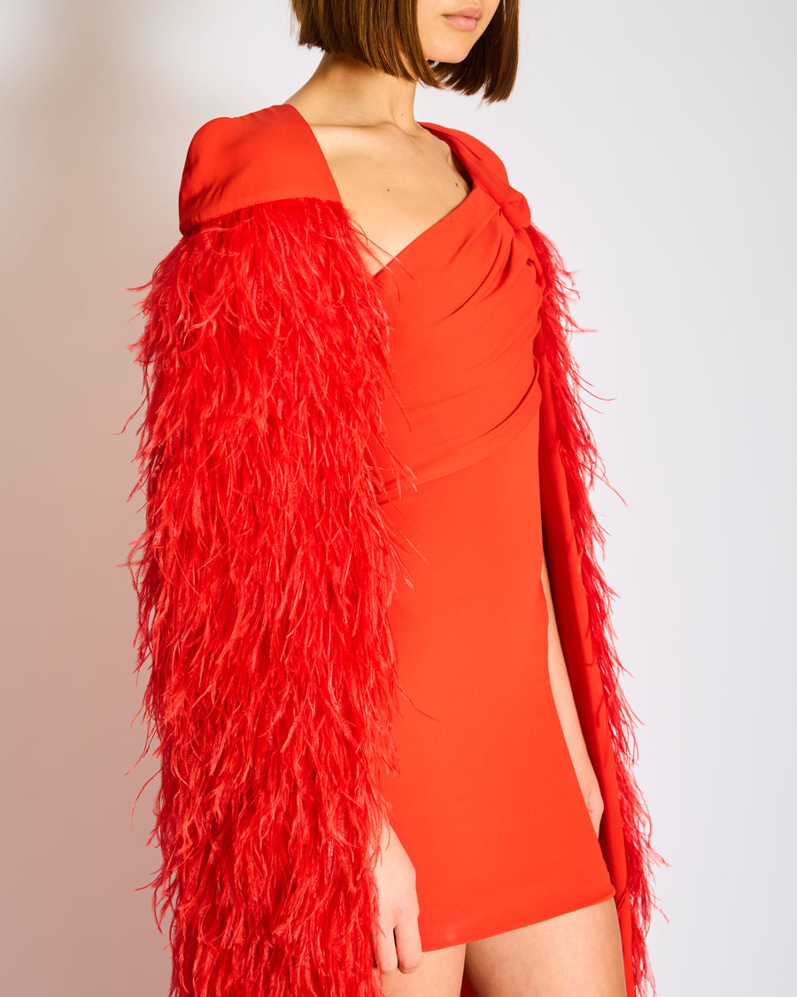 Tom Ford Coral Ostrich Feather Cape Size IT 36 (UK 4)