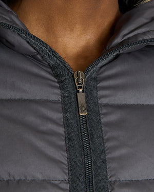 Moncler Grey Puffer Coat with Raccoon Detachable Hood Size 0 (UK 6)