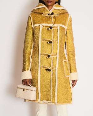 Lanvin 2015 Gold Hooded Wool Coat with Toggle Button Detail Size FR 38 (UK 10)