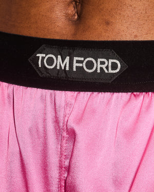 Tom Ford Fuchsia Silk Trousers with Logo Waist Detail Size S (UK 8)
