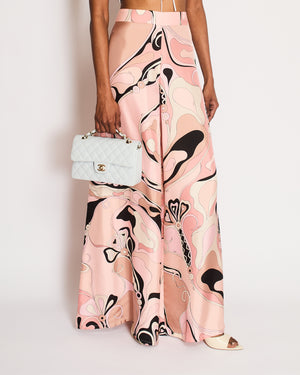 Pucci Pink Orchidee Print Wide-Leg Silk Trousers Size IT 42 (UK 10)