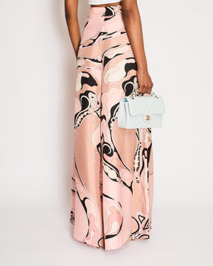 Pucci Pink Orchidee Print Wide-Leg Silk Trousers Size IT 42 (UK 10)