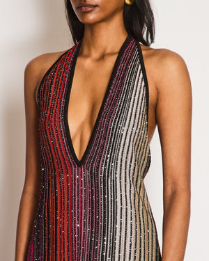 Missoni Red Halter Neck Glitter Maxi Dress Size IT 40 (UK 8)