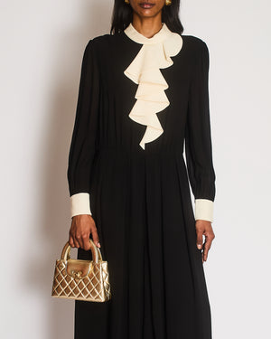 Celine Black Long Sleeve Jumpsuit with Neck Ruffle Detail Size FR 40 (UK 12)