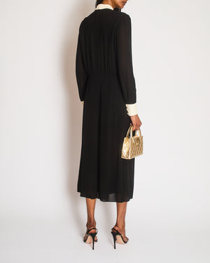 Celine Black Long Sleeve Jumpsuit with Neck Ruffle Detail Size FR 40 (UK 12)
