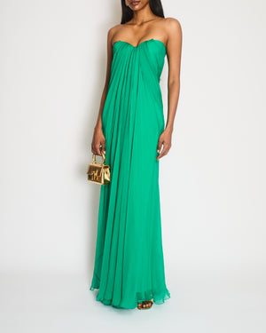 Alexander McQueen Green Strapless Ruched Gown Size IT 40 (UK 8)
