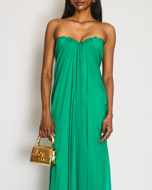 Alexander McQueen Green Strapless Ruched Gown Size IT 40 (UK 8)