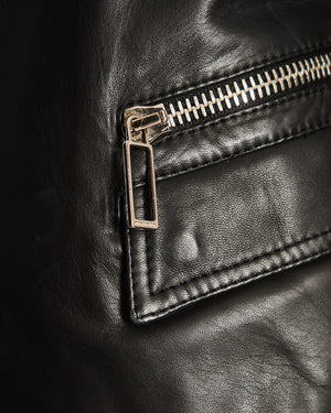 Dior Menswear Black Leather Jacket with Silver Detail Size L (UK 50)