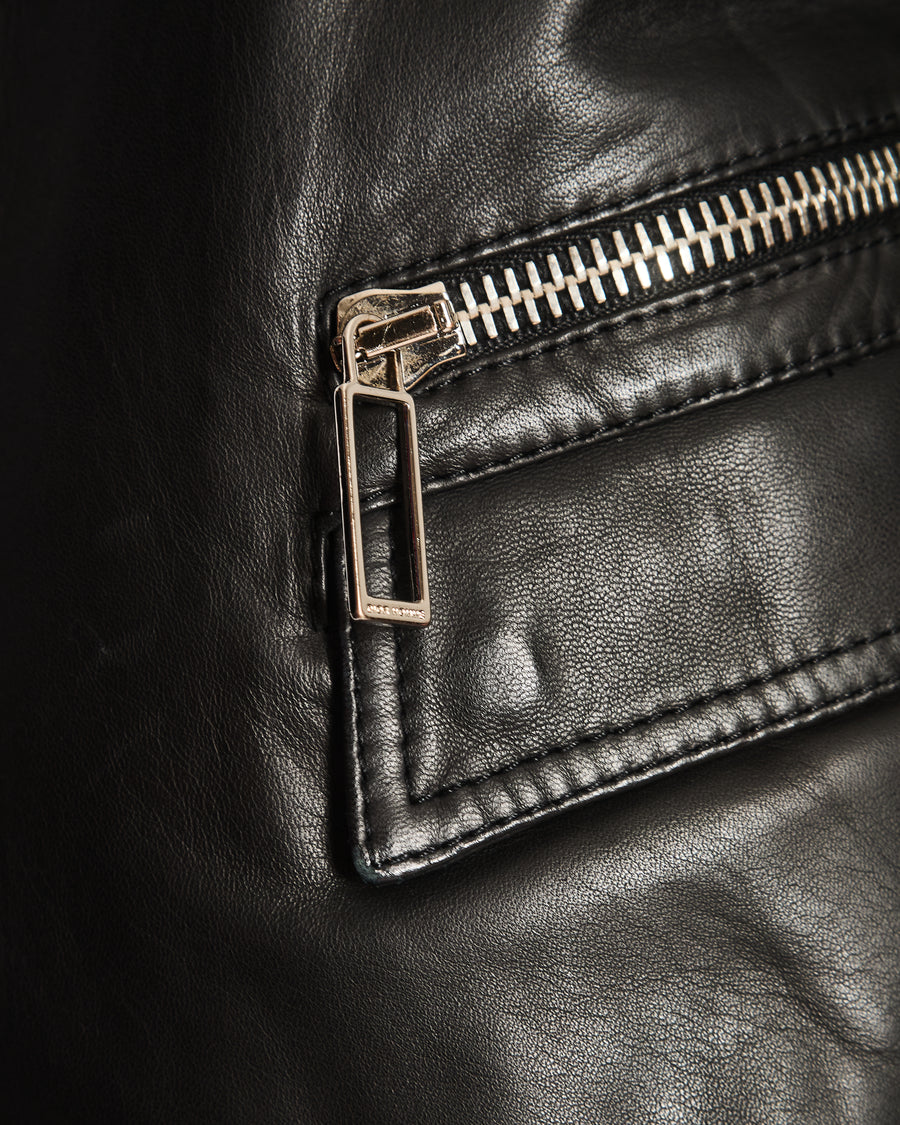 Dior Menswear Black Leather Jacket with Silver Detail Size L (UK 50)