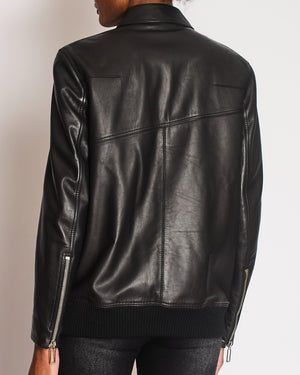 Dior Menswear Black Leather Jacket with Silver Detail Size L (UK 50)