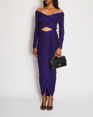 Alaïa Purple Two-Piece Ruched Skirt and Off-Shoulder Cinched Top Size FR 36 (UK 8)