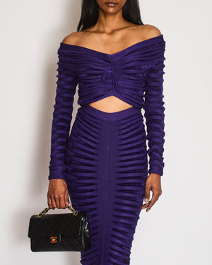 Alaïa Purple Two-Piece Ruched Skirt and Off-Shoulder Cinched Top Size FR 36 (UK 8)