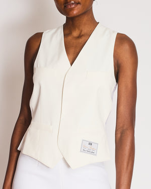 Victoria Beckham White Logo Waistcoat Size UK 8