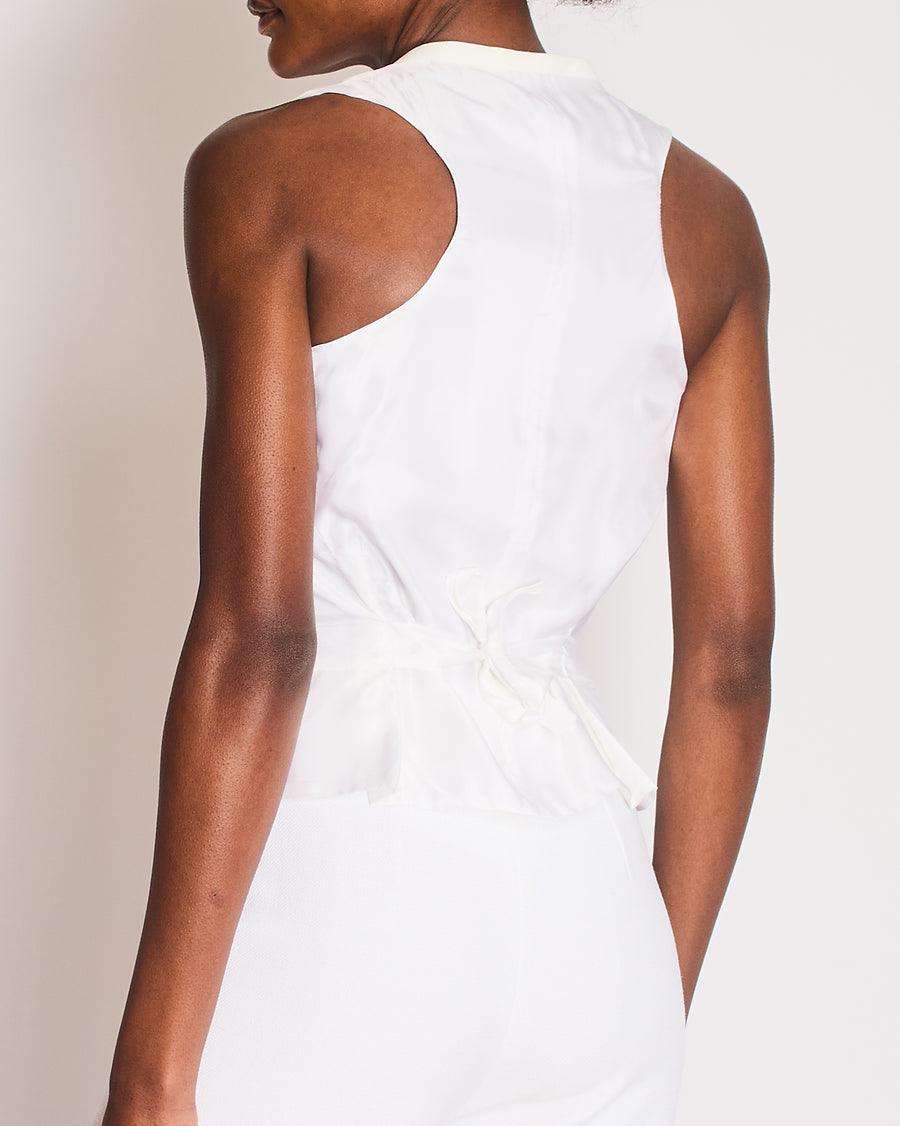 Victoria Beckham White Logo Waistcoat Size UK 8