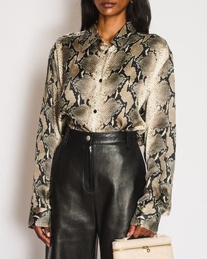 Khaite Grey Snakeskin Print Shirt Size UK 8