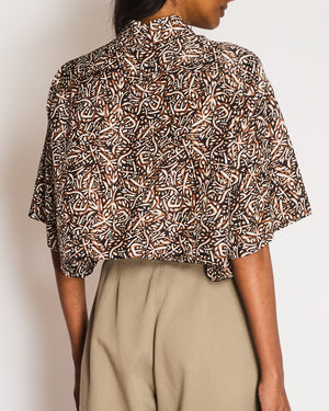 Alaïa Brown Abstract Print Button Down Shirt Size FR 38 (UK 10)