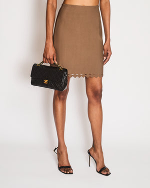 Alaïa Brown Laser Cut Two-Piece Top and Skirt Set Size FR 38/40 (UK 10/12)