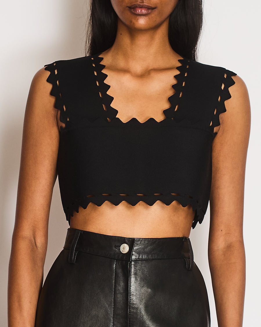 Alaïa Black Laser Cut Vest Top Size FR 40 (UK 12)