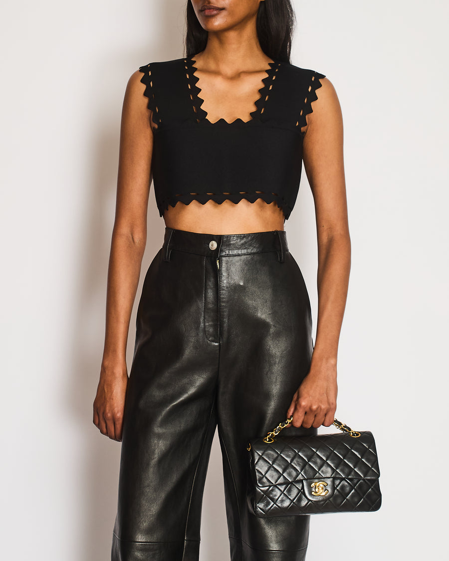 Alaïa Black Laser Cut Vest Top Size FR 40 (UK 12)